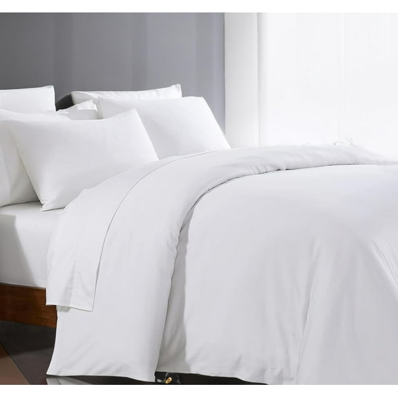 Egyptian Cotton Duvet Cover King Size 1000 Thread Count 1 Duvet Cover & 2 Pillow Shams Long Staple Quilt Silky Soft, Breathable With Zipper -3 Piece All Season Duvet Cover Set for Comforter (White)