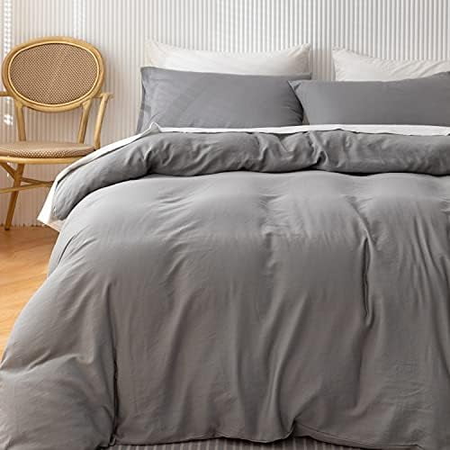 Egyptian Cotton Duvet Cover Set King, Ultra Soft and Breathable Comforter Cover with Zipper Closure, High Thread Count Long Staple Cotton Blanket Cover 3pcs (104"×90"), Alloy