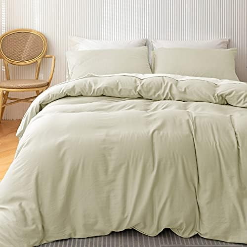 Egyptian Cotton Duvet Cover Set Queen, Ultra Soft and Breathable Comforter Cover with Zipper Closure, High Thread Count Long Staple Cotton Blanket Cover Pcs 90"×90", Mist