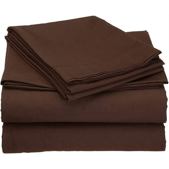 Egyptian Cotton Full Sleeper Sofa Bed Sheet Set 400 Thread Count 54"x72"x6" Chocolate Solid