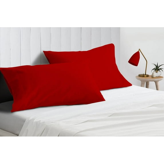 Egyptian Cotton King Size Pillow Covers Solid & Fade Resistance Pillow Case (Pack of 2, Blood Red)