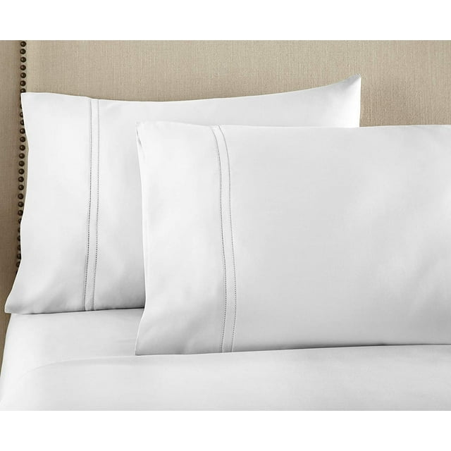 Egyptian Cotton Pillowcase Set, ExtraLong Staple, Double Stitched