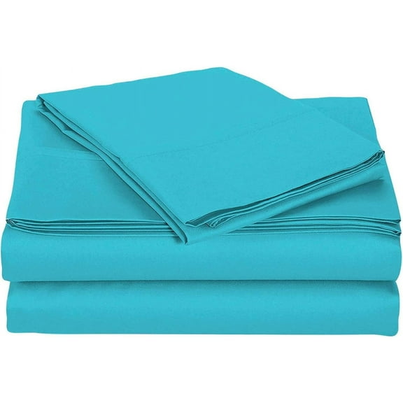 Egyptian Cotton Queen Sleeper Sofa Bed Sheet Set 62"x74"x6" Turquoise Solid