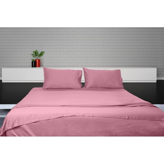 Egyptian Cotton Sheet Set | Sheet Set Full Size | 4 Piece Sheet Set | Bed Sheet Set | Wrinkle & Fade Resistant | Pink Sheet Set | 600 TC 15 Inch Dp Comfy Bedding Set