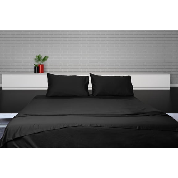 Egyptian Cotton Sheet Set | Sheet Set Twin Size | 4 Piece Sheet Set | Bed Sheet Set | Wrinkle & Fade Resistant | Black Sheet Set | 600 TC 15 Inch Dp Comfy Bedding Set !!