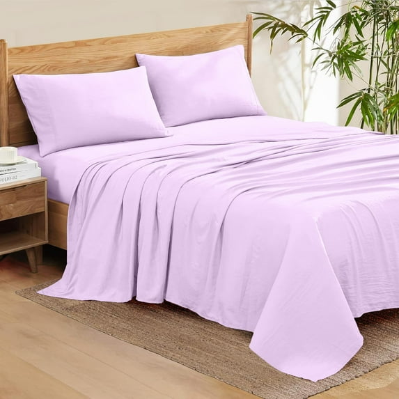 Egyptian Cotton Sheets Full XXL (54" x 84") Size Sheet Set, 4-PCs Bed Sheets, Bedding Sheets & Pillowcases, Full XXL Size, Fits 9-12" Deep Pocket Sheets, 600-TC Cotton Sheets, Lavender