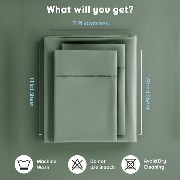 Egyptian Cotton Sheets Set, Extra Deep Pocket up to 18"-24",1000 High Thread Count, Soft & Breathable 5-Star Hotel Sateen Bed Sheets - 4 PC (Sea Glass,Queen)