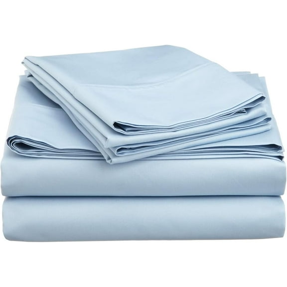 Egyptian Cotton Sleeper Sofa Bed Sheet Set (Queen 62"x74"x5", Light Blue Solid)