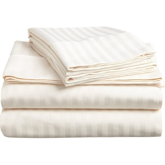 Egyptian Cotton Twin Sleeper Sofa Bed Sheet Set 400 Thread Count 36"x72"x6" Ivory Striped
