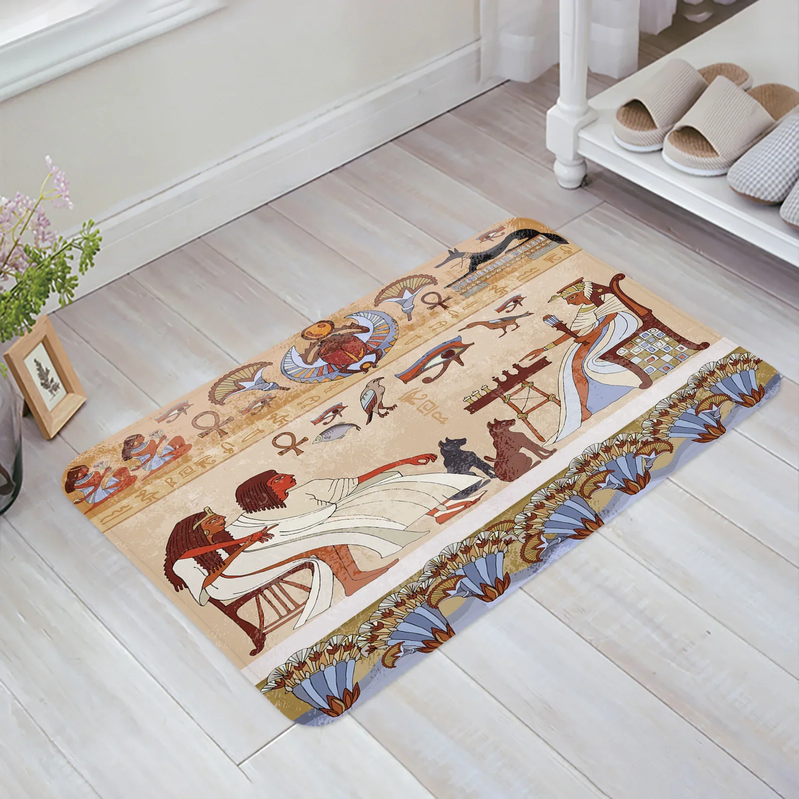 Egyptian Culture Mural Carving Symbol Retro Bath Mat Carpet Floor Rug ...