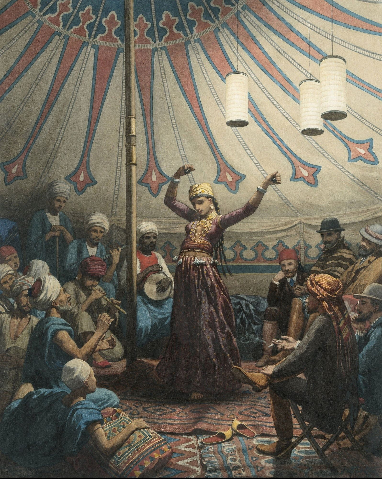 Egyptian Dancer In A Tent Canvas Art - (24 x 36)