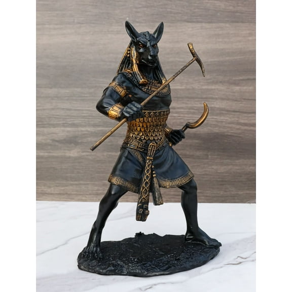 Egyptian Deity Seth Holding Khopesh Sickle Blade And Was Scepter Statue Decor