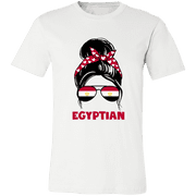Egyptian Egypt Flag Woman Hair Bun T-Shirt Egypt Pride Sunglasses Graphic Tee, Cultural Gift Shirt