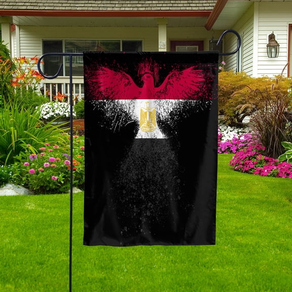 Egyptian Flag With Eagle Painting - Proud Egypt Garden Flag (11.5x17.5) Double-Sided Decorative Polyester Indoor/Outdoor Flag