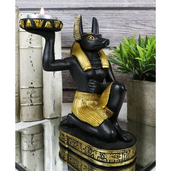 Egyptian God of The Afterlife Mummification Anubis Tea Light Candle Holder Decor