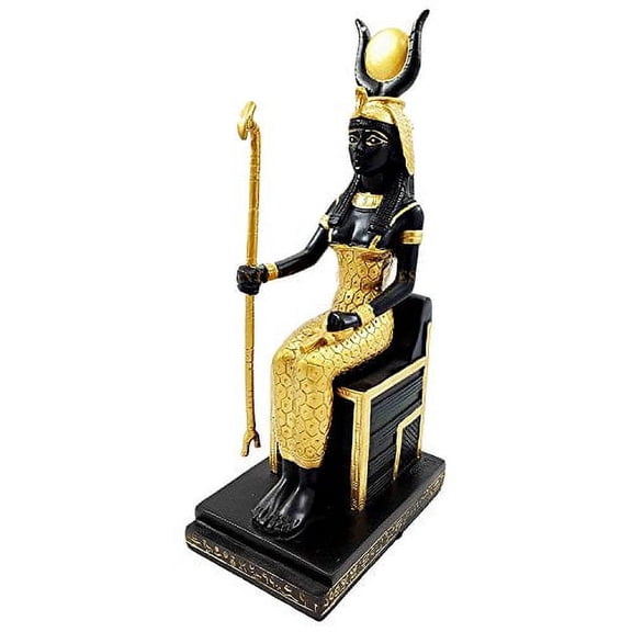 Egyptian Goddess Isis Iset Deity of Motherhood Magic Sitting On Throne Figurine