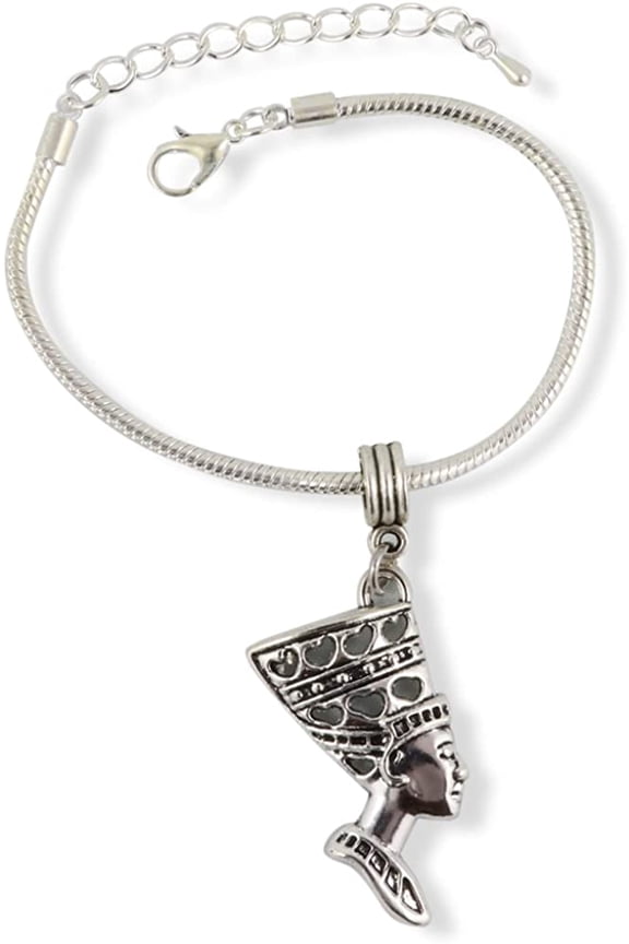 Egyptian Head Bust Snake Chain Charm Bracelet