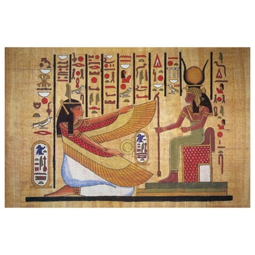 Egyptian Hieroglyphics Isis With Horned Crown Ancient Cool Wall Art Print Poster 12x18