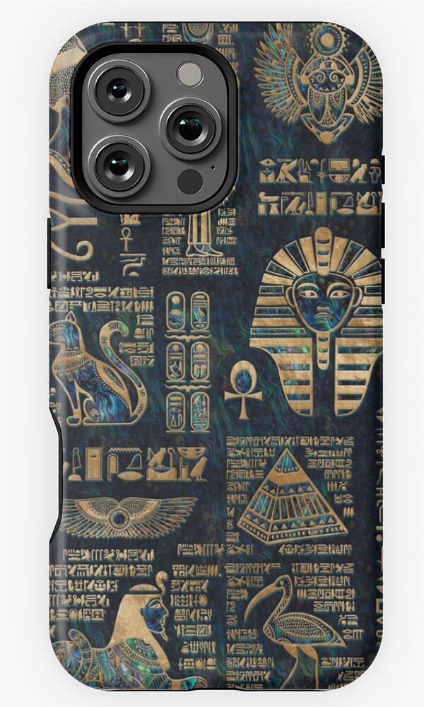 Egyptian Hieroglyphs Deities Phone Case for iPhone 16 15 14 13 12 11 ...
