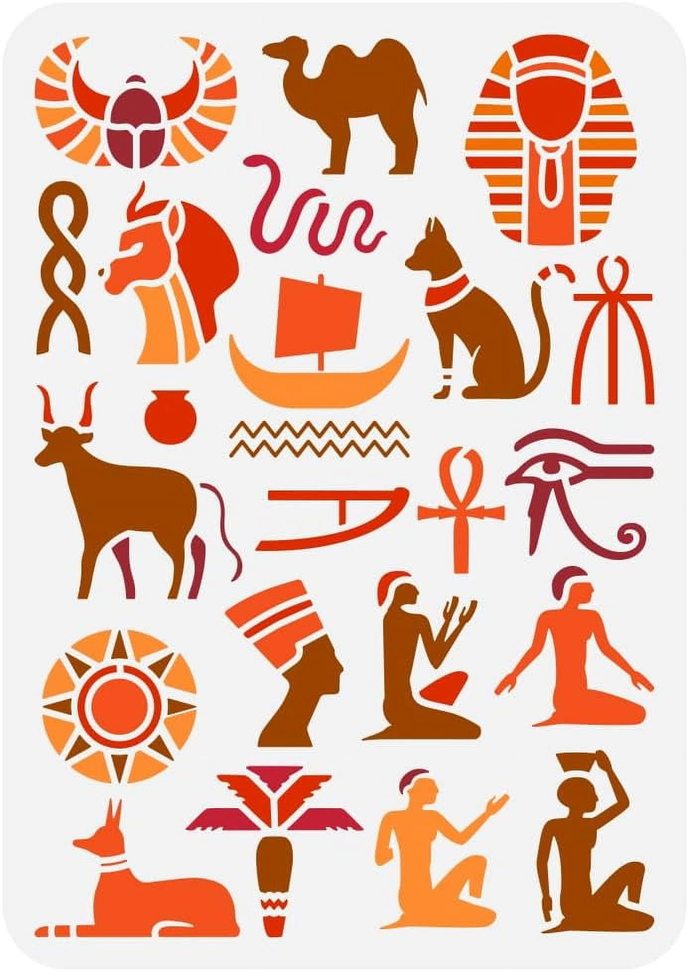 Egyptian Hieroglyphs Painting Stencil 8.3x11.7 inch Reusable Eye of ...