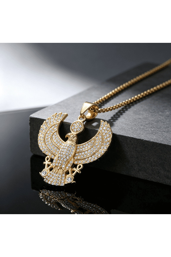 Egyptian Ankh Cross Eagle Pharaoh Cobra Pendant Necklace For Women Men Crafted In 14K Gold Filled Ancient Egypt Fashion Bold Themed Jewelry