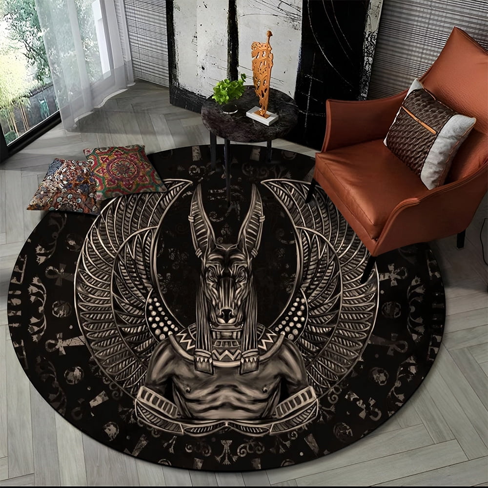 Wegyptian Rug Egyptian Ideographic Symbols Eye of Horus Round Carpet Rug for Living ...