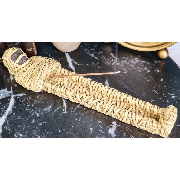 Egyptian King Tut Dead Sarcophagus Mummy In Bandage Stick Incense Holder Burner