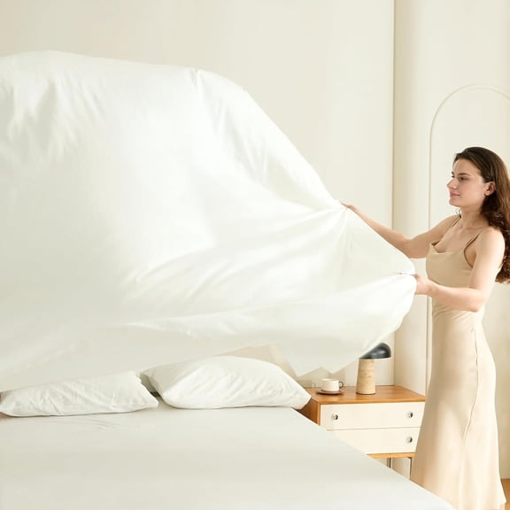 Egyptian Long-Staple Cotton Queen Bed Sheet Set with Drawstring and 360°Elastic for Tight Fit, 4PCS 1000TC Bedding Sheets Set, Luxury Soft and Comfort, Deep Pocket Fits 8" to 17" Mattress