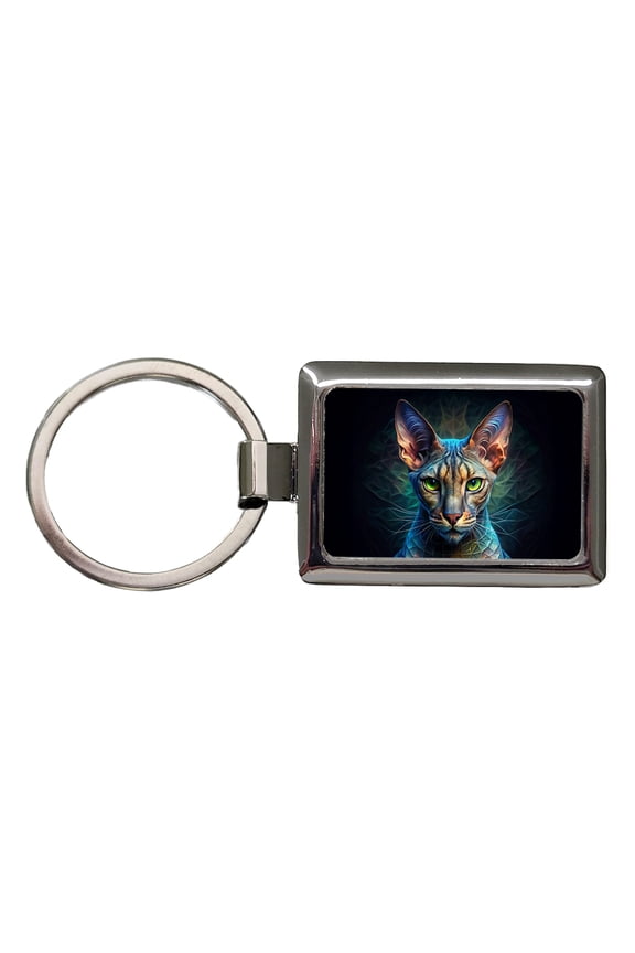 Egyptian Mau Cat Abstract Art Metal Rectangle Keychain