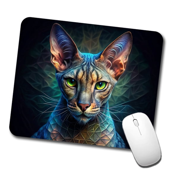Egyptian Mau Cat Abstract Art Mouse Pad Low Profile Gaming Mat