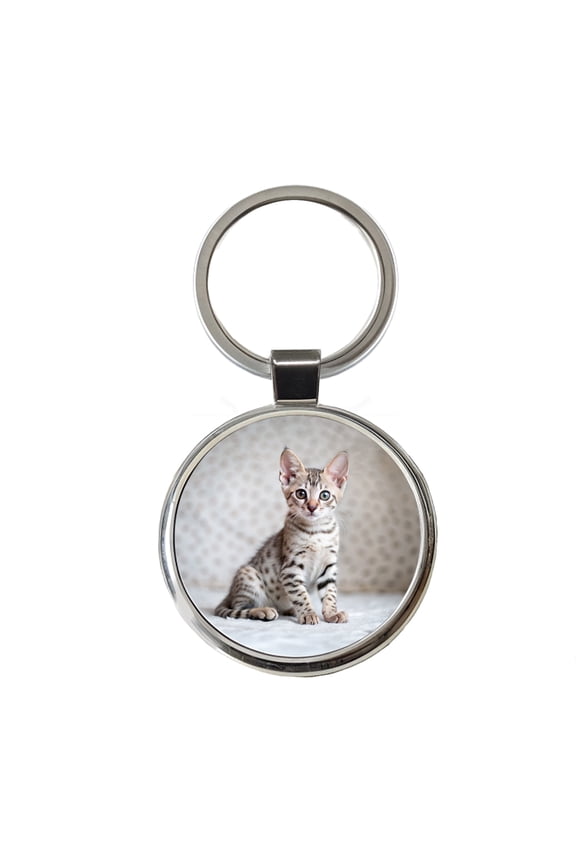 Egyptian Mau Cat Kitten Photo Metal Round Keychain