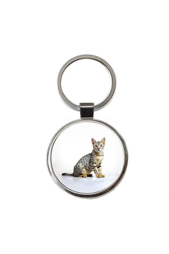Egyptian Mau Cat Photo Metal Round Keychain