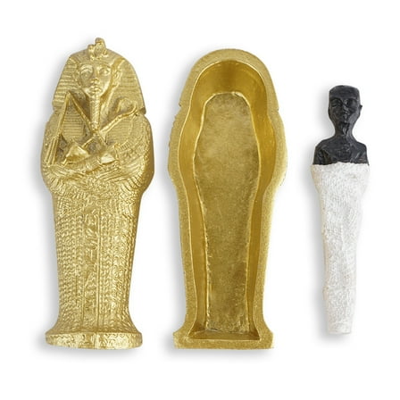 Egyptian Mummy Pharaoh Sarcophagus w/Mummy Figurine Home Decor Collectible Egypt Souvenirs(Gold)