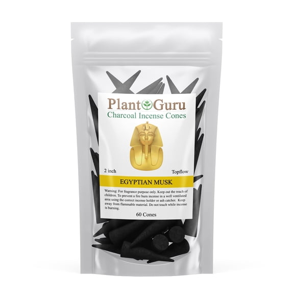 Egyptian Musk Charcoal Incense Cones 2" TOPFLOW - 60 Pack Bulk - Natural Scented Cones Handmade Hand Dipped