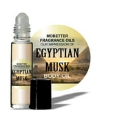 Egyptian Musk Fragrance Body Oil 1/3 oz roll on Glass Bottle, Strong, Uncut, Travel Size, Long Lasting Perfume Oil