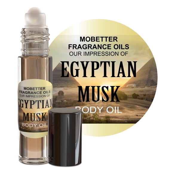 MOBETTER FRAGRANCE OILS Egyptian Musk Fragrance Body Oil 0.33 Oz Roll On Glass Bottle, Strong, Uncut, Travel Size, Long Lasting Perfume Oil