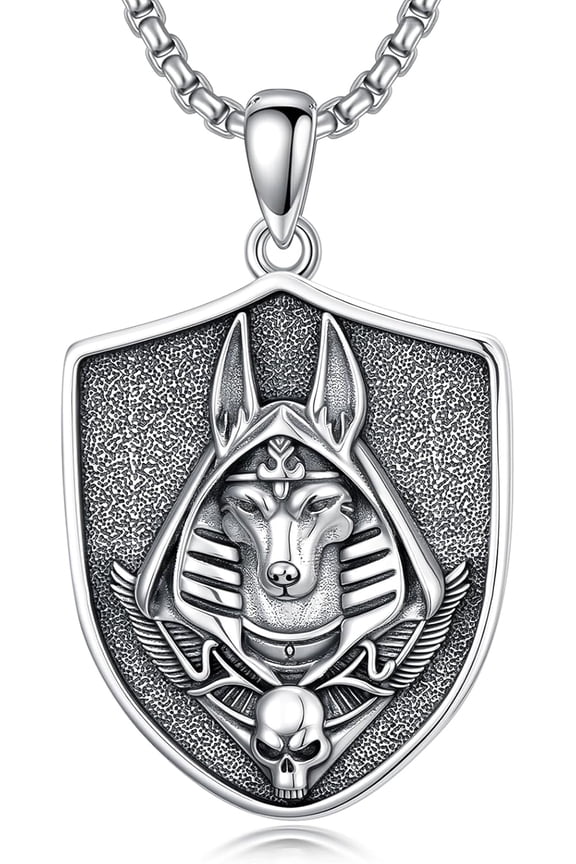Egyptian Necklace 925 Sterling Silver Ankh Eye of Horus Anubis Mythology Jewelry for Anniversary Birthday Christmas Gifts Women Men