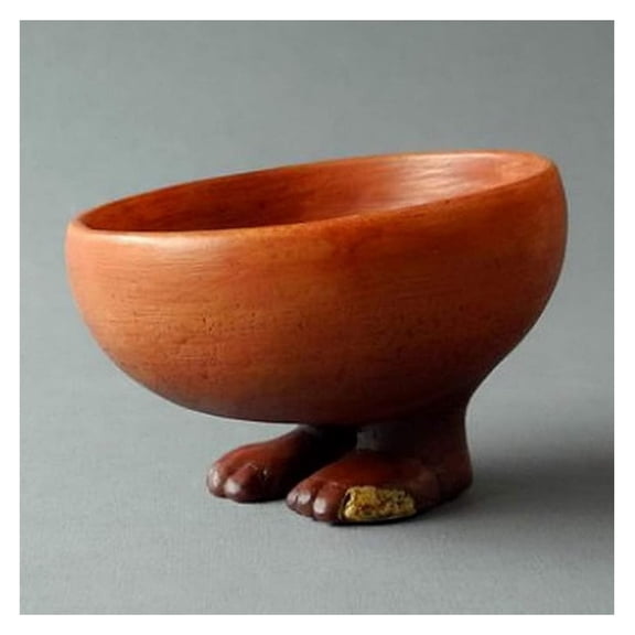 Egyptian Offering Bowl with Human Feet Small Figurine Sculpture Resin 3.25W