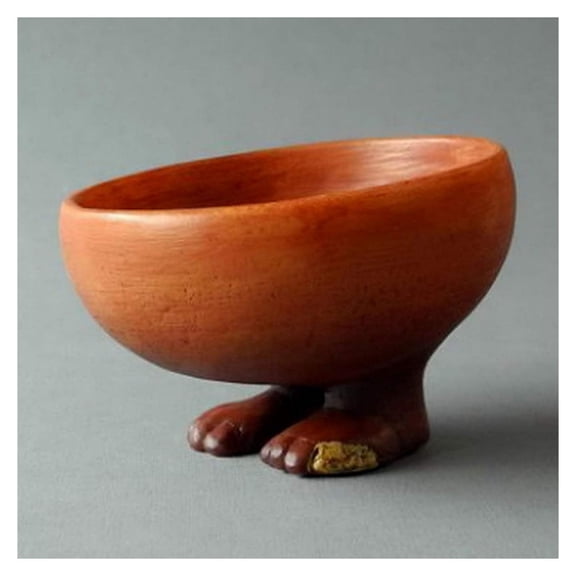 Egyptian Offering Bowl with Human Feet Small Figurine Sculpture Resin Museum 3.25W