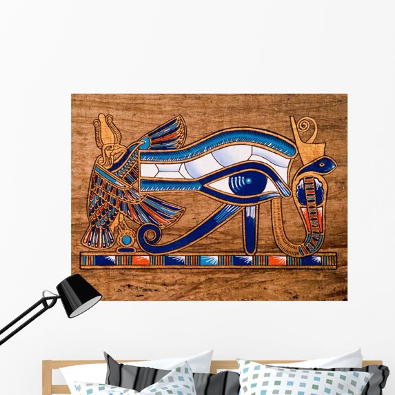 Egyptian Papyrus H)orus Eye Wall Mural Decal by Wallmonkeys Vinyl Peel and Stick Graphic (48 in W x 36 in H)