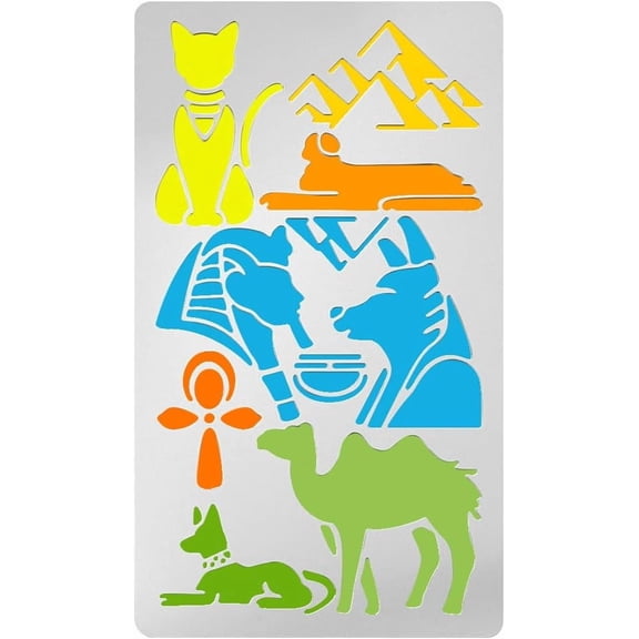 Egyptian Pattern Element Metal Stencil Stainless Steel Reusable Egyptian Paintings Metal Template Burning Stencils for Journaling Stencils for Wood Carving Drawing Engraving Scrapbooking Camel Shape