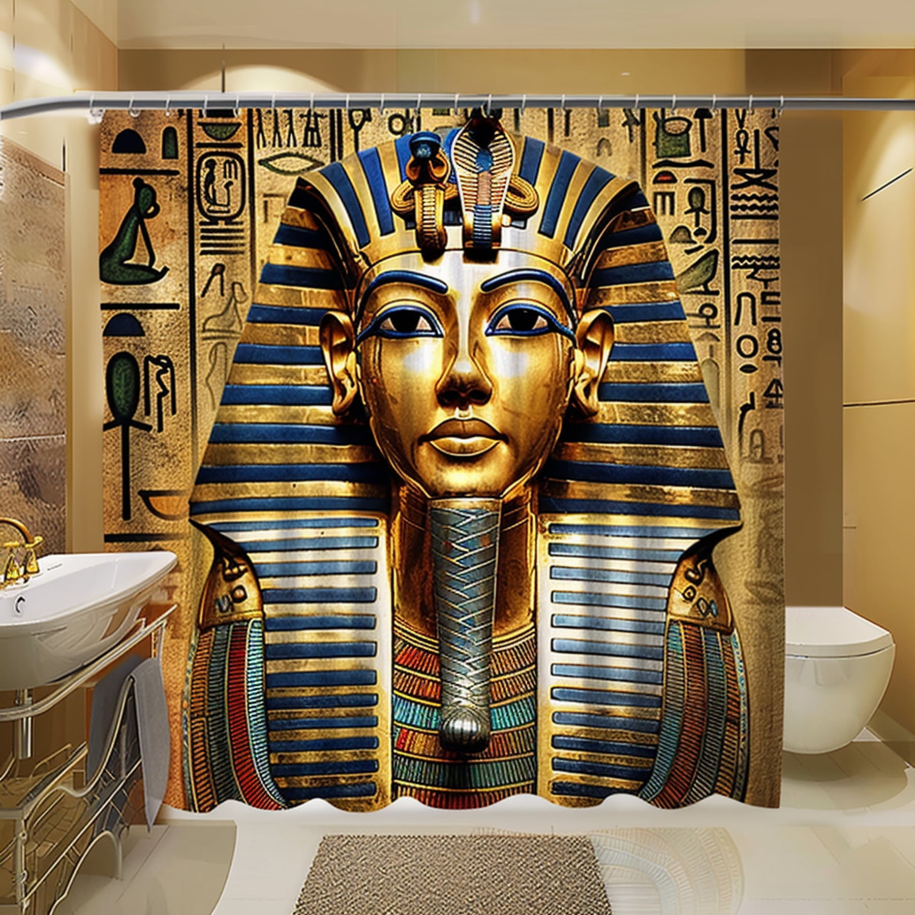 Egyptian Pharaoh King's Mask Shower Curtain Vibrant Ancient Egyptian ...