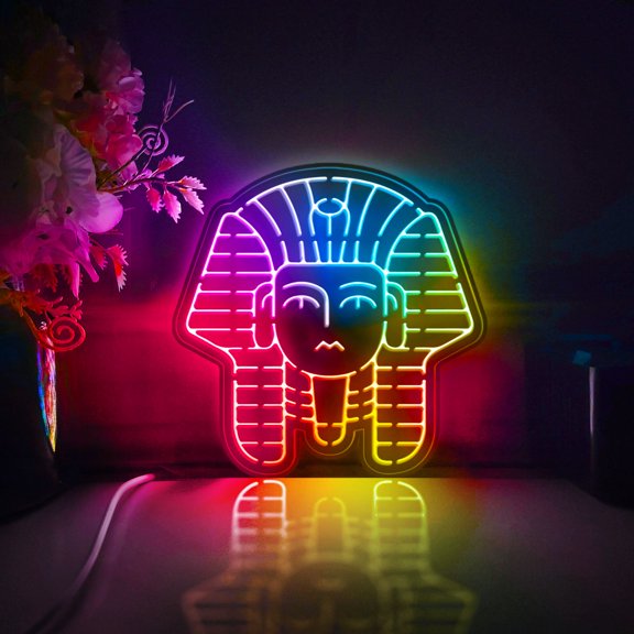 Egyptian Pharaoh Led Light Box, Dimmable Neon-Like Light Signs USB Power for Wall Decor Bedroom Decoration, Color Flow Effect (WxH) 6"x6"