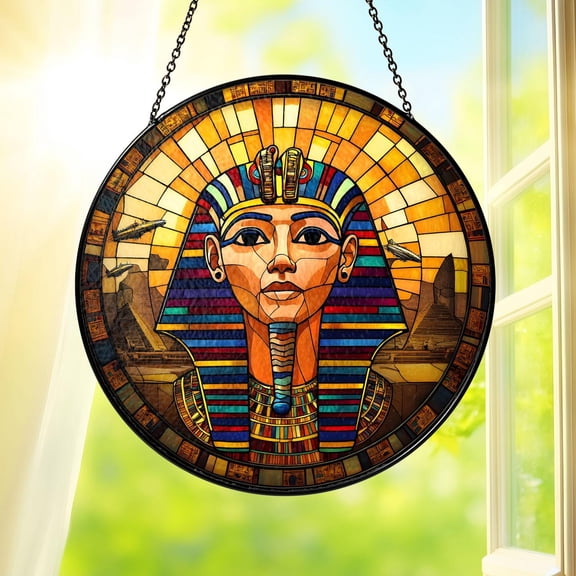 Egyptian Pharaoh Stained Glass Suncatcher, Ancient Egypt Window Decor, Egyptian Pharaoh Sun Catcher Art, Mythology Gift