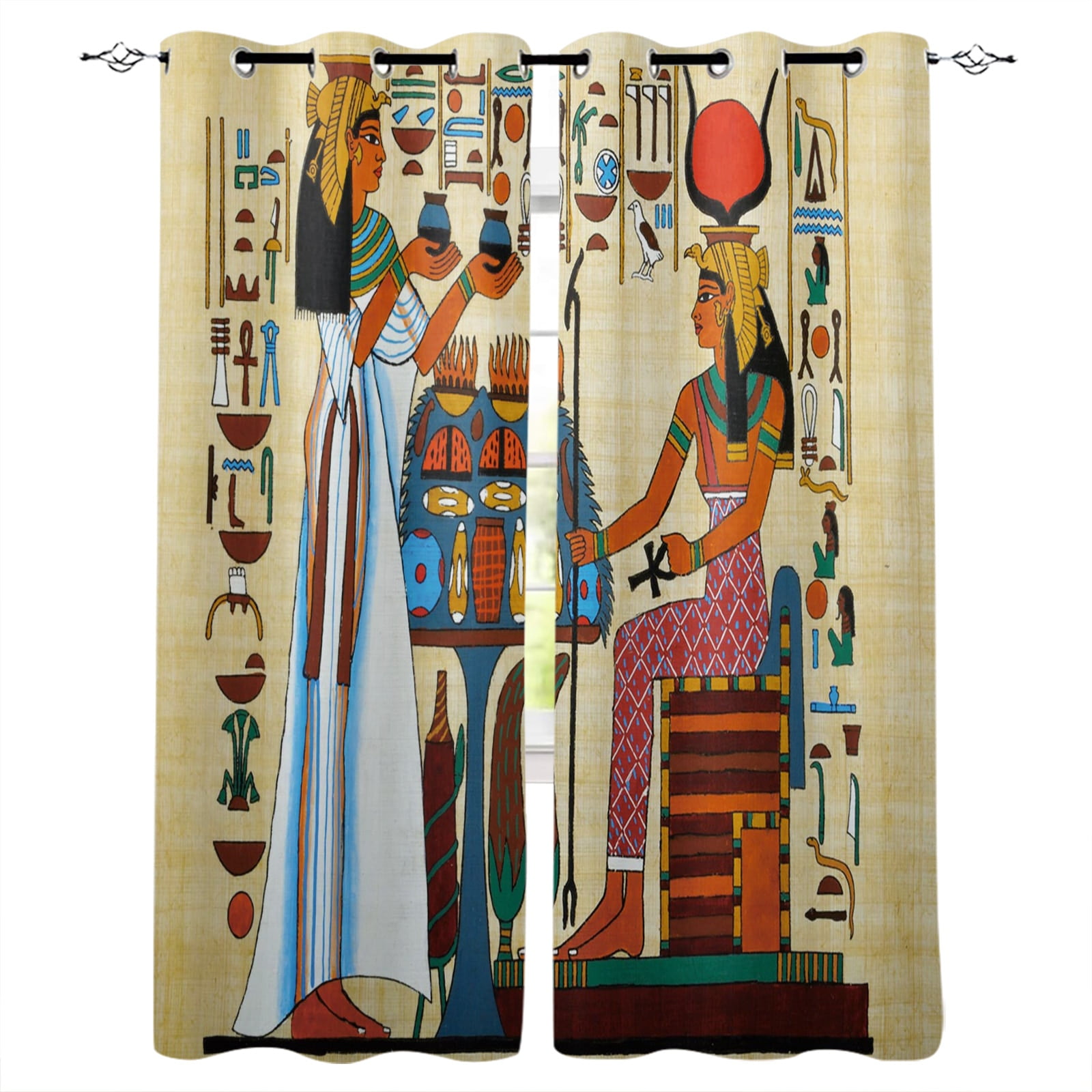 Egyptian Pictorial Pharaoh Culture Legend Window Treatments Curtains