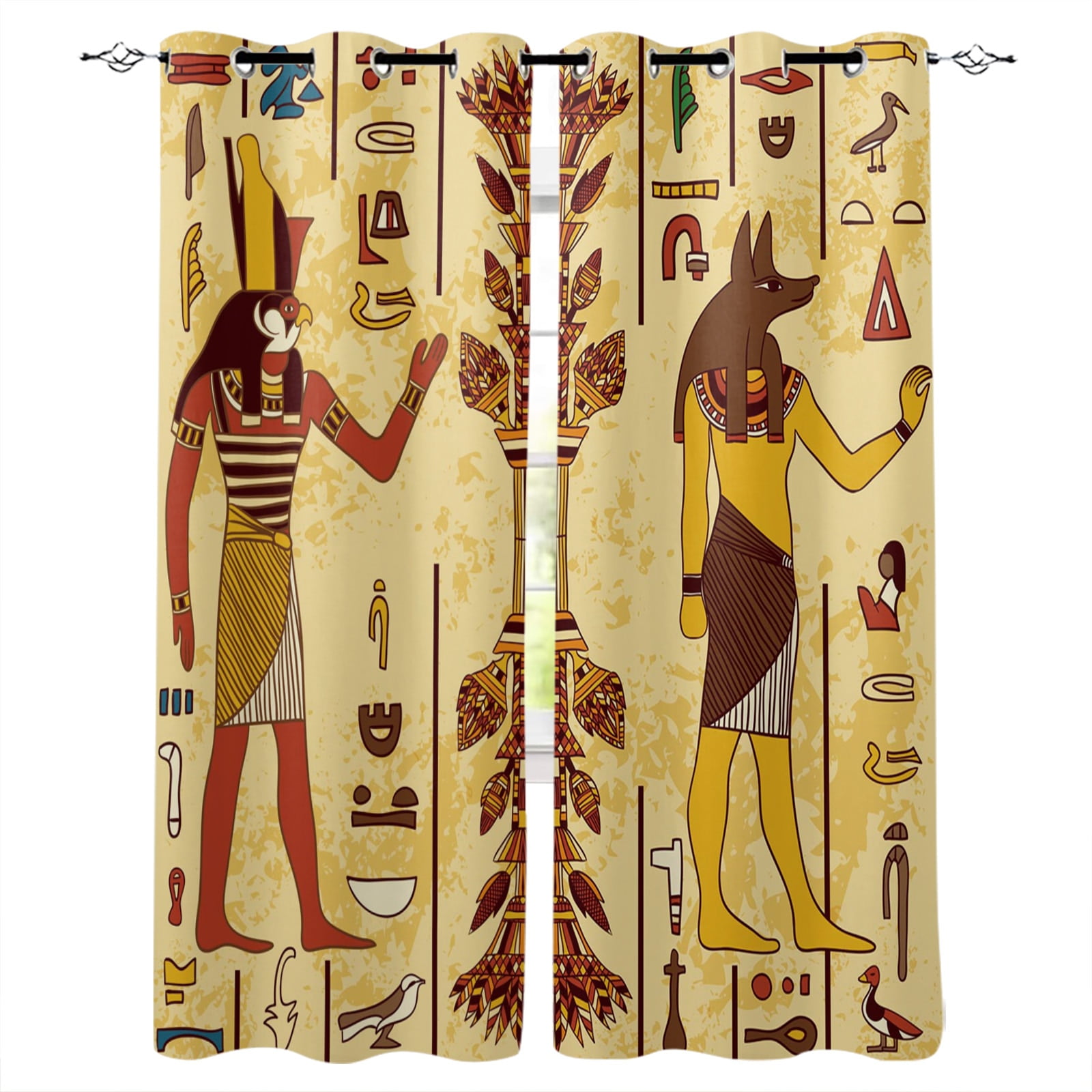 Egyptian Pictorial Pharaoh Culture Legend Window Treatments Curtains