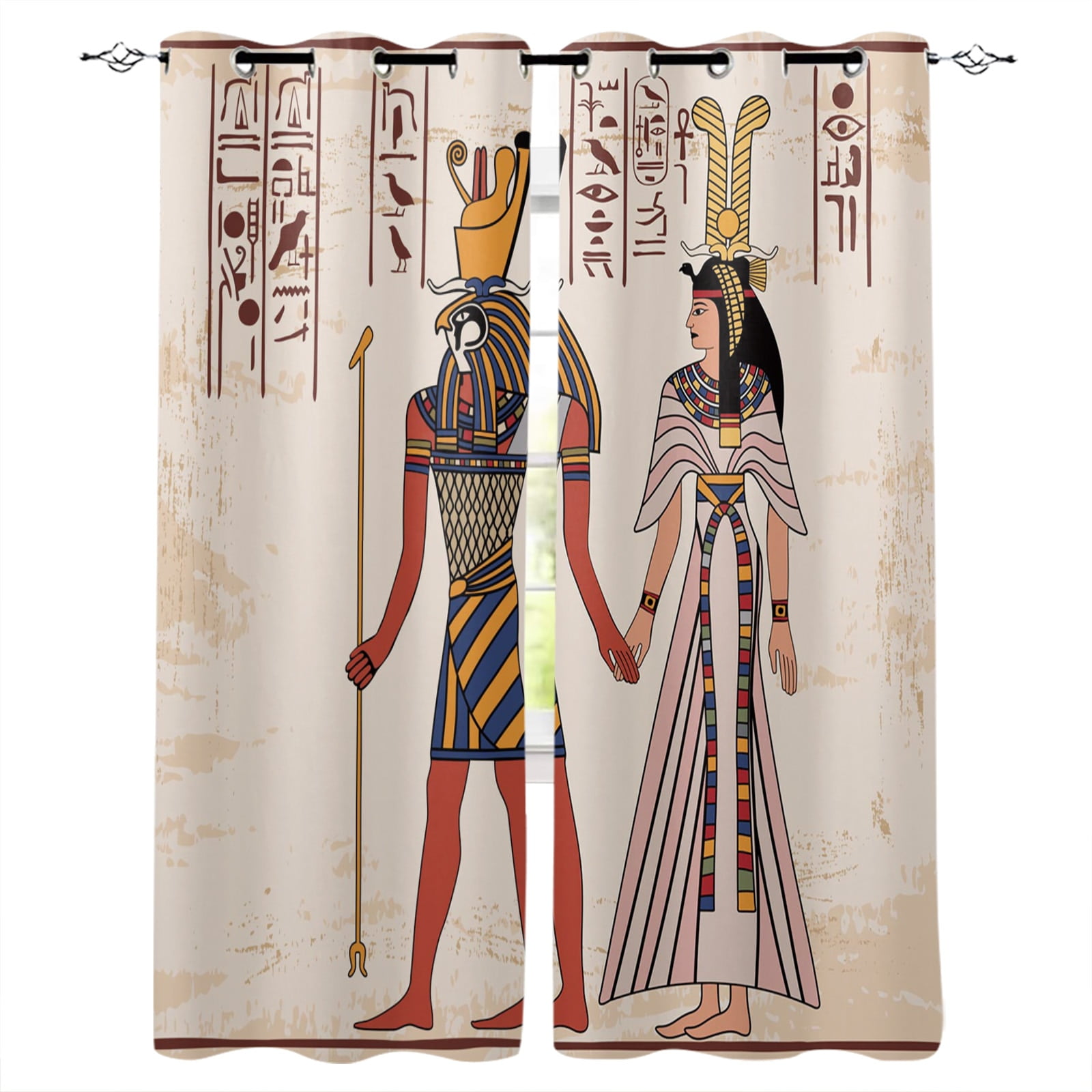 Egyptian Pictorial Pharaoh Culture Legend Window Treatments Curtains