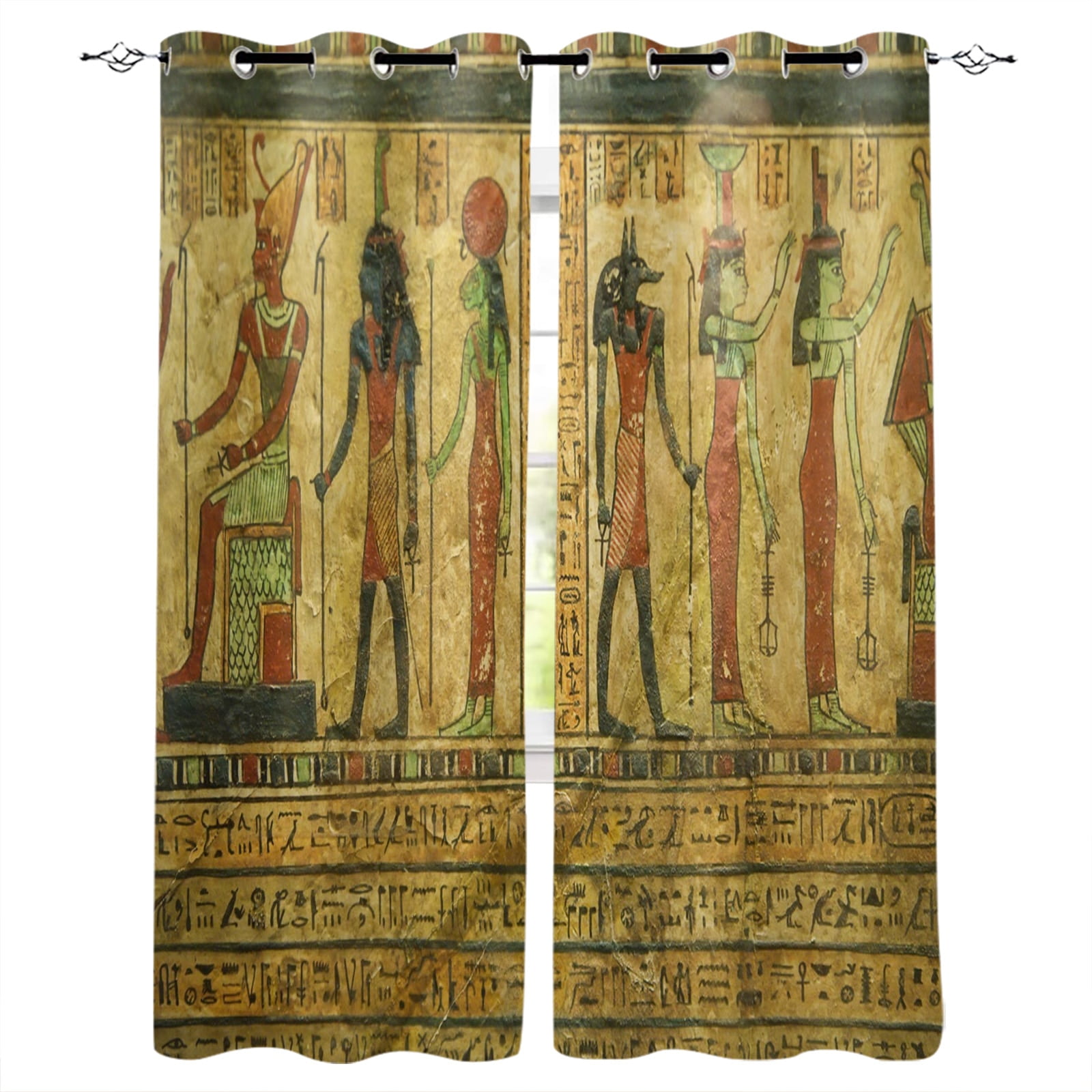 Egyptian Pictorial Pharaoh Culture Legend Window Treatments Curtains