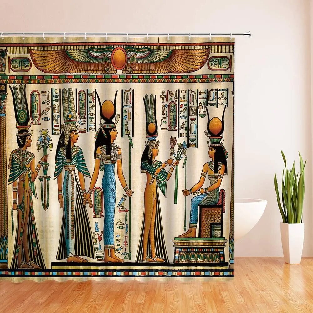 Egyptian Print Shower Curtain Vintage Ancient Egypt Historical Art