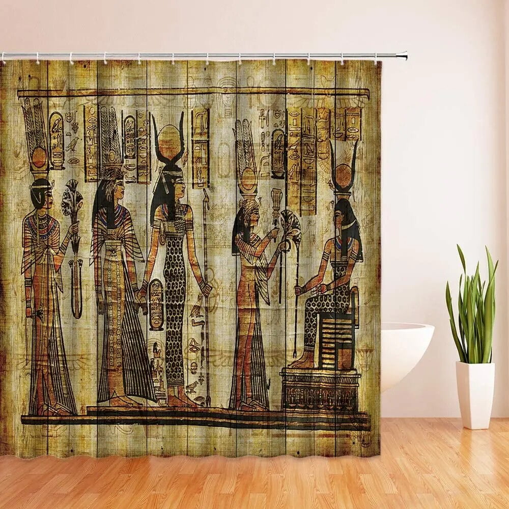 Egyptian Print Shower Curtain Vintage Ancient Egypt Historical Art